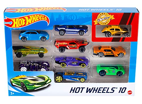 Hot Wheels Pack de 10 vehículos, coches de juguete (modelos surtidos) (Mattel 54886)