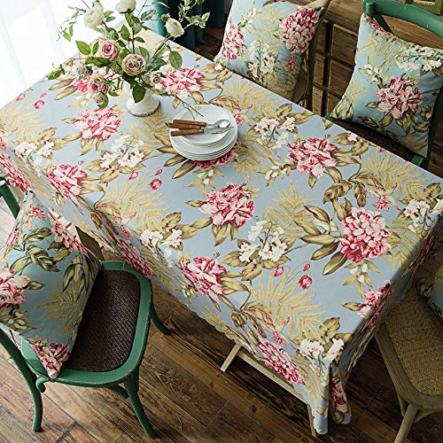 HOTNIU Mantel Estampado Floral, Mantel Impermeable de Poliéster, Mantel Rectangular/Antimanchas/Lavable para Cocina Cena Picnic, Decoración de Mesa (130 * 130 cm, Patrón#LDL)