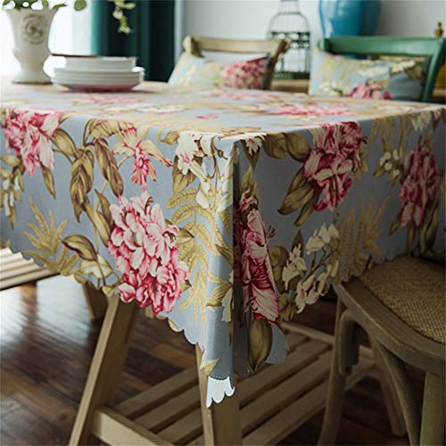 HOTNIU Mantel Estampado Floral, Mantel Impermeable de Poliéster, Mantel Rectangular/Antimanchas/Lavable para Cocina Cena Picnic, Decoración de Mesa (130 * 130 cm, Patrón#LDL)