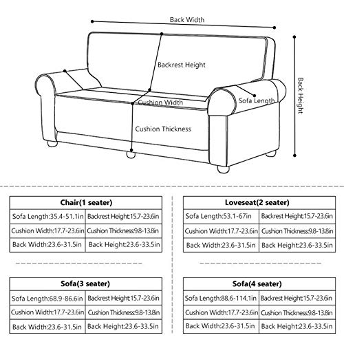 HOTNIU Stretch Funda de sofá 1-Piece Poliéster Spandex Tela Couch Cubierta para patrón #Mgrey 4 plazas