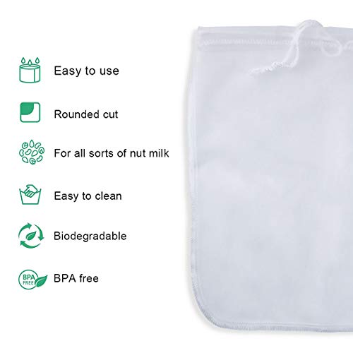 Hotott Bolsa de Leche de Nuez, Nylon Reutilizable Bolsa de tamiz de Alimentos Filtro para Leche