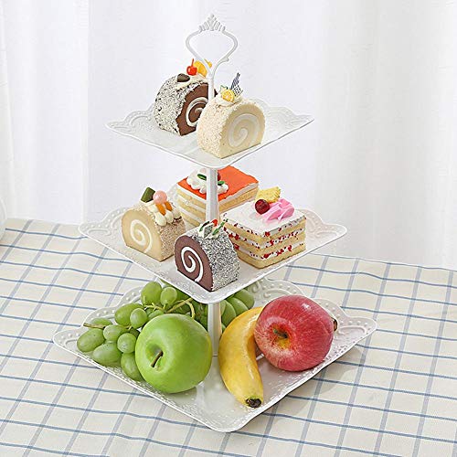 houseHome – Soporte para pasteles (3 niveles, – Expositor de cupcake acrílico Tour de Fiesta de Boda redonda de Maypole, a, Carré de 3 étages