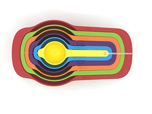 Hove & Wild Juego de cucharas medidoras con cuchara de silicona rosa gratis. Juego de utensilios de cocina para cocinar o tazas de medición para hornear