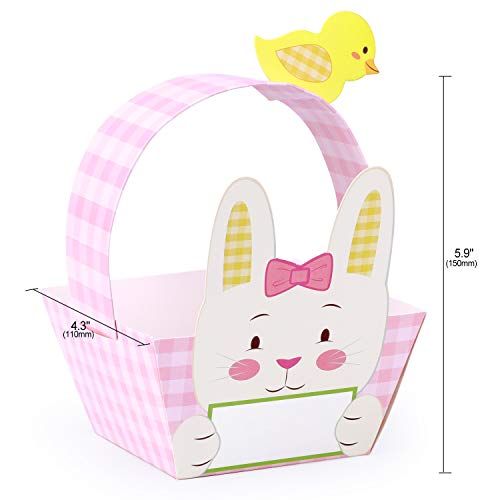 HOWAF 10 Mini Decoracion de Pascua Cestas, Niños DIY Pascua Manualidades Polluelos de Conejos Cestas de Regalo de Papel para Rellenar Huevos de Pascua, Pascua Regalos, Chocolate, Caramelos, Juguetes