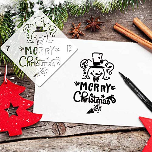 HOWAF 16 Piezas Navidad Plantillas Dibujo niños plástico Pintura Plantillas para Manualidades, Scrapbooking, Diario,Pintura, Navidad Decoración