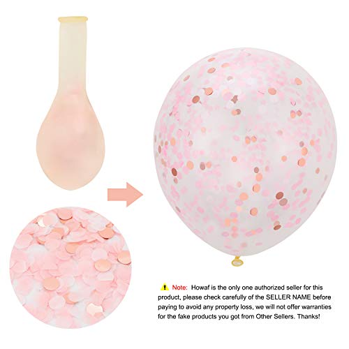 HOWAF 50 Piezas 12'' Globos de Confeti Globos de látex Blancos y Rosa Globos de Helio Perla para Bodas, Fiestas, Propuestas, Navidad, Reuniones, Ceremonia y Cumpleaños Decoraciones de Fiesta