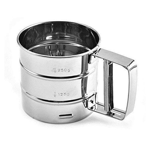 Hpamba Tamizador de Harina de Acero Inoxidable Herramienta para Hornear Manual Tamiz Harina Tamiz de Colador Coctelera Tamiz de Doble Capa de Harina Manual Tamiz de Harina Cocina Herramienta Plata