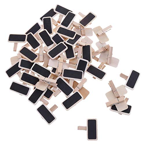 HPiano Pack de 50pcs Mini Clip Pinza de Madera con Tablero de Pizarra de Tiza para Dejar Mensaje Recordatorios Nota/Letrero De Nombre/Etiquetas de Nombre/Boda Decoración/Los Precios