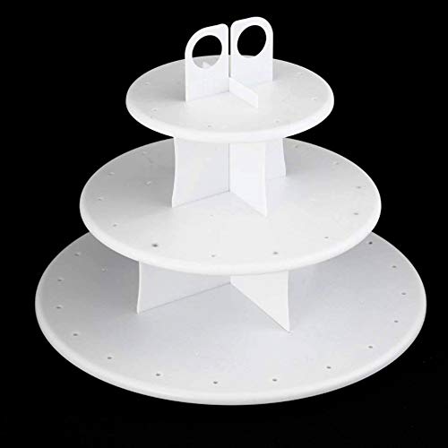 HPiano Soporte para Cupcakes, Soporte para Cake Pops Y Cupcakes,Soporte de 3 Cocina de Capas para Tartas y Cupcakes, de plástico, Apto para Uso alimentario,Blanco