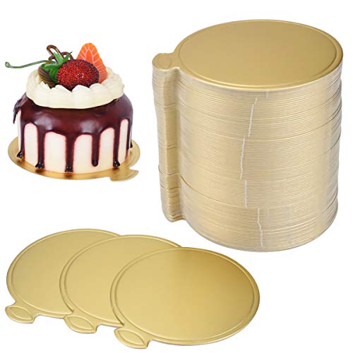 HQdeal 100pcs Molde para pasteles pequeña base redonda de cartón mousse,Tableros desechables para tarta de 8cm Decoración de la torta de cumpleaños