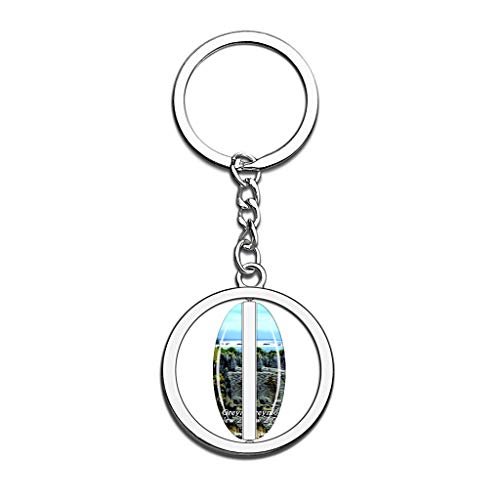 Hqiyaols Keychain Nueva Zelanda Punakaiki Pancake Rock y Blowhole Greymouth Cristal Girar Acero Inoxidable Llavero Viajes Ciudad Recuerdo Llavero