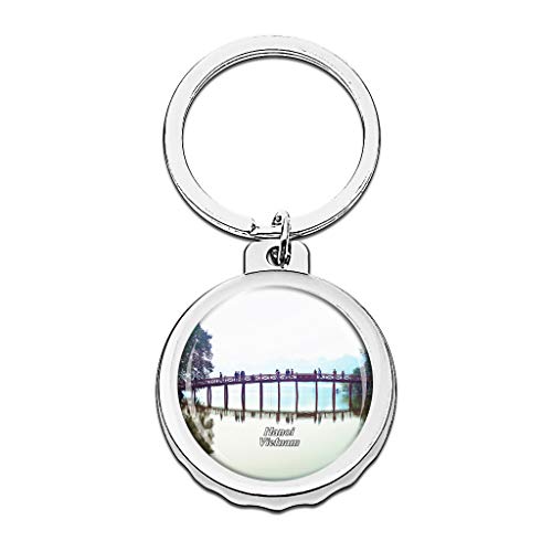 Hqiyaols Keychain Vietnam Lago de la Espada Restaurada Hanoi Gorra Abrebotellas Llavero Creativo Cristal Acero Inoxidable Llaveros Viajes Recuerdo