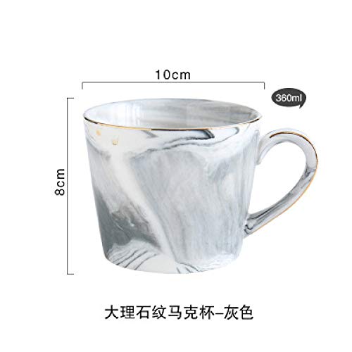 HRDZ Taza Taza Unisex Marble Pattern Cup 3 Color Sdiamond Estilo nórdico Creativa Taza de café de cerámica Pareja Sencilla Taza Esquema del hogar en Oro Vientre de Leche Antideslizante Taza Gris