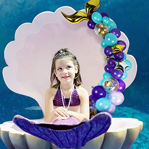 Hsei 88 Piezas de Guirnalda de Globos de Cola de Sirena, Arco de Globos de Cola de Sirena con Cinta de Globos de 16 Pies para Decoración de Fiesta de Cumpleaños de Sirena Bajo el Mar (Dorado)