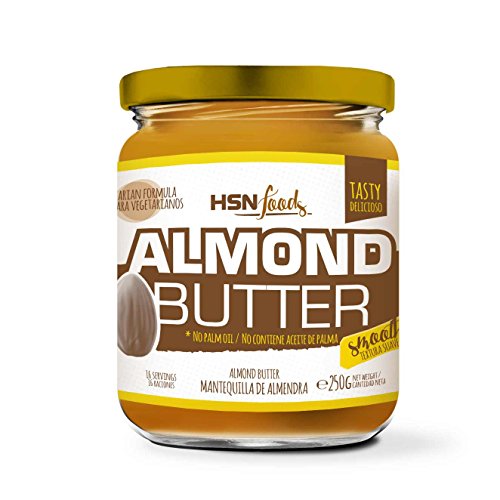 HSN Foods - Mantequilla de Almendras con Textura Cremosa y Suave - 100% Natural - Almond Butter Smooth - Apto Vegetariano - Sin grasa de palma - Sin grasa trans - Sin azúcar ni sal añadidos - 250g