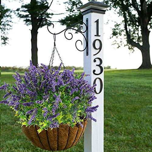 HUAESIN 4Pcs Flores Artificiales Lavanda Simulacion Arbusto Artificial Flores de Plastico Plantas Verdes con Flores Purpuras Rama Falsa Decoracion del Exteriores e Interiores Hogar Boda Fiesta