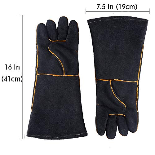 HUAFA Guante de Horno con Revestimiento de Papel de Aluminio, Resistencia al Calor hasta 500 ° C, Guantes para Hornear para cocinar,Adecuado para Cocina, microondas, Parrilla-1 Par(Negro)