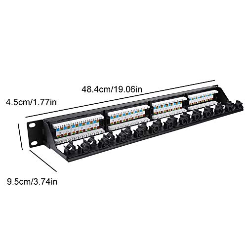 Huairdum Estante para Cables de Red, Herramienta de Red Mano de Obra Fina Estante para Cables CAT6 de Hierro Laminado en frío de 24 Puertos, para cableado de Corriente débil