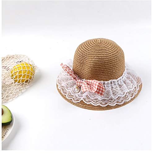 HUANGHUI Sombrero de Paja niños'S, UV Resistente al Sol Estimado Mujeres inclinemos Grande de Sun del Borde de Verano, al Aire Libre for la Playa Gorra for el Sol Traje de 2-8 años