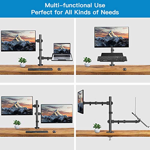 HUANUO Soporte Monitor para 13-27 Pulgadas PC y Ordenador Portátil hasta de 15.6 Pulgadas Ergonómico Diseño Brazos y Soportes para Monitores Brazo Monitor Mesa Rotación de 180° y Giro de 360 °