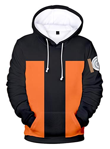 HUASON Naruto Niño Sudadera con Capucha Anime Ropa Deportiva Casual Impreso con Uzumaki Uchiha Magatama Hoodie(2XS)