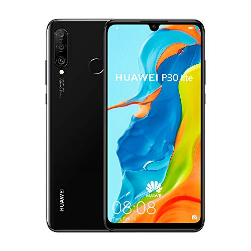 Huawei P30 Lite - Smartphone de 6.15" (WiFi, Kirin 710, RAM de 6 GB, memoria de 256 GB, cámara de 48+2+8 MP, Android 9) Negro + CM51 Gris