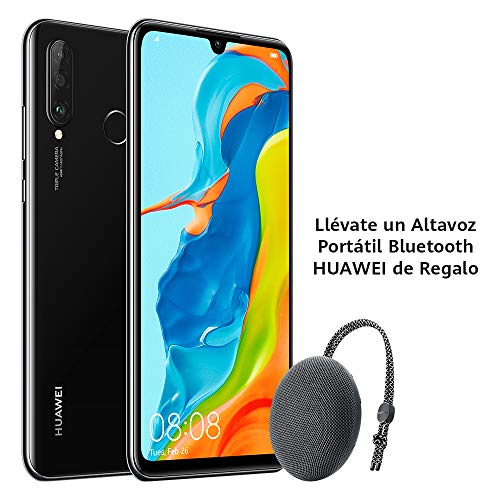 Huawei P30 Lite - Smartphone de 6.15" (WiFi, Kirin 710, RAM de 6 GB, memoria de 256 GB, cámara de 48+2+8 MP, Android 9) Negro + CM51 Gris