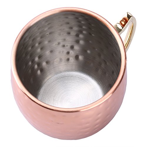 HUAYIN Taza de Cobre Mula Mula de Moscú Moscow Mule Acero Inoxidable Taza de Cerveza Taza de la Taza Vaso de Leche café con Martillado Taza de Cobre Tazas de Mula Moscow Mule (530ML)