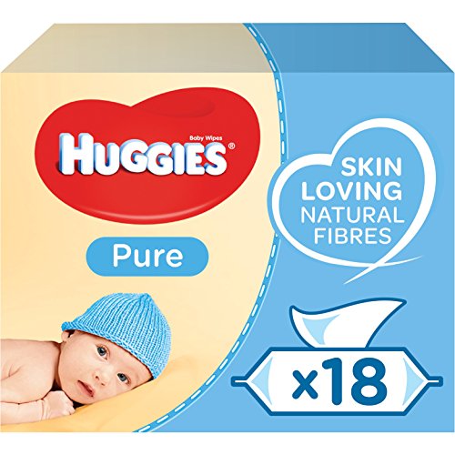 Huggies Pure Toallitas para Bebé - 18 paquetes de 56 unidades (1008 Toallitas)