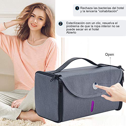 HUIDANGJIA UV Esterilizador uv Bolsa Plegable,Portátil,3 minutos en Desinfección 99%,USB Recargable,Caja de desinfectante UV,para mascarilla,parateléfonos celulares, vasos, botellas, ropa (gris)