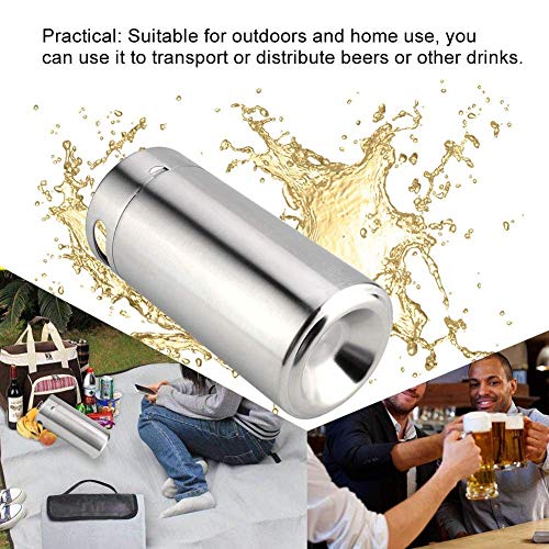 HUKOER 4L Mini Cubo de Vino Barril Metálico de Acero Inoxidable para Cerveza, Sodas, Bebidas Frescas