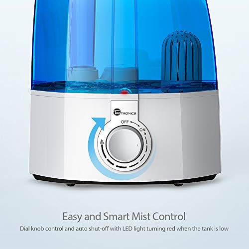 Humidificador Ultrasónico 3,5L Taotronics Humidificador Bebáde Vapor Frío, Control Clásico Dial, 30W, Gran Capacidad, Filtro Extra de Cerámica Fina, 360° Rotativo