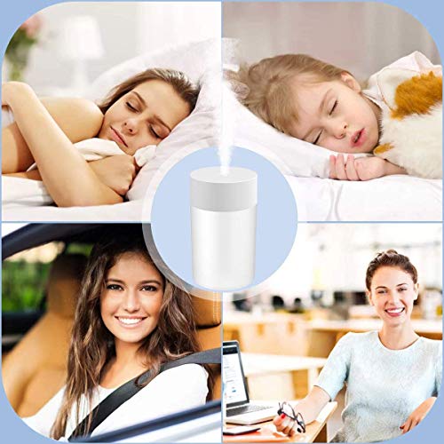 Humidificador USB mini ultrasónico ultrasónico 20 dB humidificador con función de luz nocturna, adecuado para bebés, habitaciones, oficinas, yoga, salones, spas, interior del coche