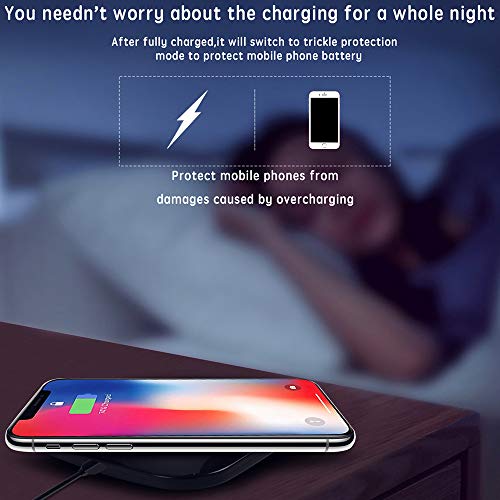 Hunletai Limxems Cargador Inalámbrico 10W Qi Wireless Carga Rápida Quick Charger para iPhone XS/XS MAX/XR/X / 8 / 8Plus Samsung Galaxy Note 9 /S9 /S8 /S8 Plus /S7 /S8 /S9 / Edge /S6 / Note 8 - Negro