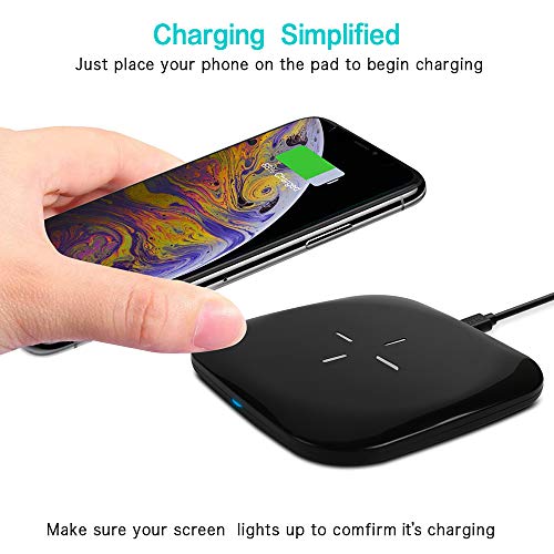 Hunletai Limxems Cargador Inalámbrico 10W Qi Wireless Carga Rápida Quick Charger para iPhone XS/XS MAX/XR/X / 8 / 8Plus Samsung Galaxy Note 9 /S9 /S8 /S8 Plus /S7 /S8 /S9 / Edge /S6 / Note 8 - Negro