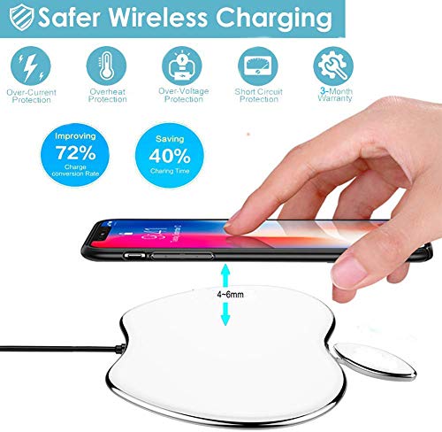 Huongoo Cargador Inalámbrico Rápido, 7.5W Qi Wireless Carga Rápida Quick Charger para iPhone 11/11 Pro/11 Pro MAX/XS MAX/XR/XS/X/8+/8, 10W para Galaxy S20/Note 10/S10/S9/Note 8, AirPods Pro. (Blanco)