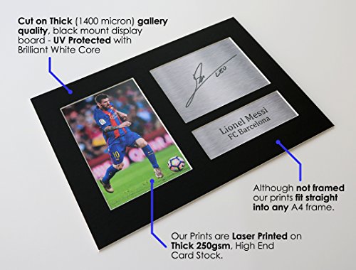 HWC Trading Lionel Messi A4 Sin Marco Regalo De Visualización De Fotos De Impresión De Imagen Impresa Autógrafo Firmado por Barcelona Los Aficionados Al Fútbol