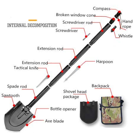 HXXXIN Pala De Ingeniero Multifuncional Plegable Suministros De Escalada Al Aire Libre Camping Supervivencia Gran Emergencia Autodefensa Artillería Pala Pala