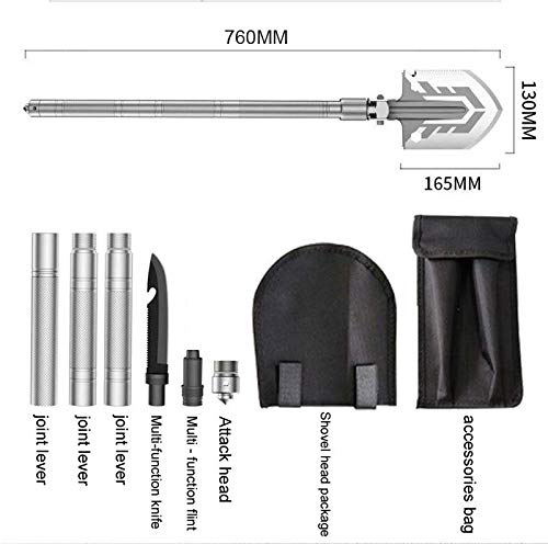 HXXXIN Pala De Ingeniero Plegable Multifuncional Suministros De Escalada Al Aire Libre para Acampar Supervivencia Pala De Artillería De Autodefensa De Emergencia Grande