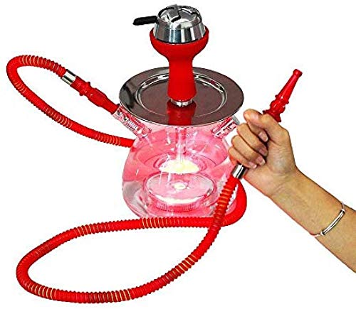 HYDDG Shisha Hookah Set LED 丨 丨 25 cm acrílico Shisha Kit Carbon pequeña Placa de Metal y de tamaño Medio de la tubería de carbón Suave Shisha Tabaco silicio Copa D @,VS