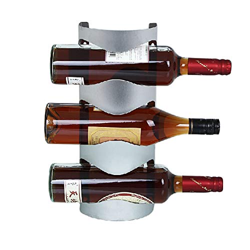 Hyl Botellero de Montaje en Pared MetáLico Estantes Rack Stand Portabotellas Botella Retro Titular 3 Botellas Restaurante, Bares,Vinoteca, Cocina,mobiliario Diario del hogar (Plata)