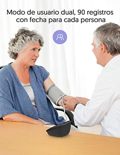 HYLOGY Tensiómetro de Brazo, Monitor de Presión Arterial Digital Automatico con Gran Pantalla LED, Deteccion de Irregular Arritmia, Brazalete 22-42cm, 2x90 Memoria y USB