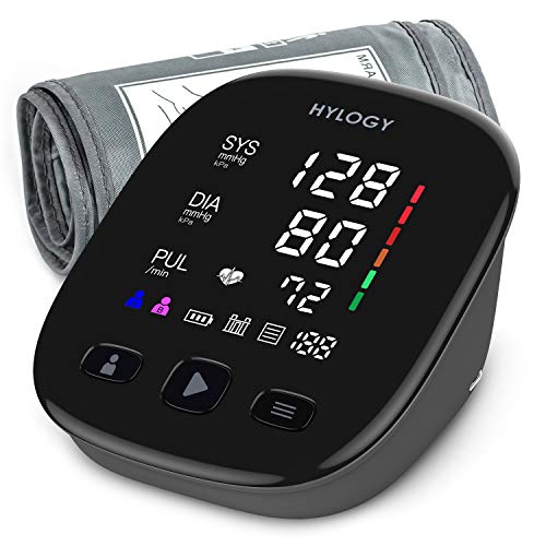 HYLOGY Tensiómetro de Brazo, Monitor de Presión Arterial Digital Automatico con Gran Pantalla LED, Deteccion de Irregular Arritmia, Brazalete 22-42cm, 2x90 Memoria y USB