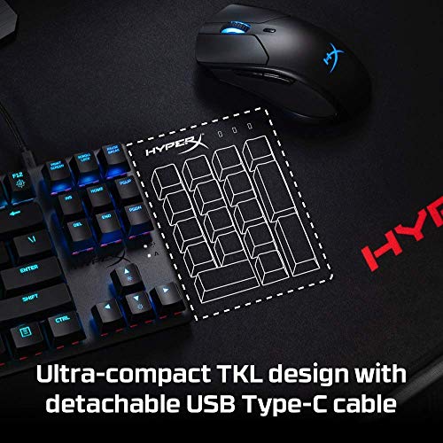 HyperX HX-KB7AQX-US Alloy Origins Core, Teclado Mecánico para Juegos RGB, Tenkeyless (87 keys), Interruptores HyperX Aqua, (QWERTY - US Layout)