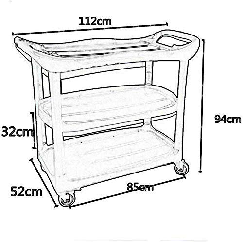 HYY-YY Carretillas de mano multifunción, portátil, carrito de hostelería con asa, 3 estantes de plástico con ruedas, capacidad máxima por estante de 110 libras