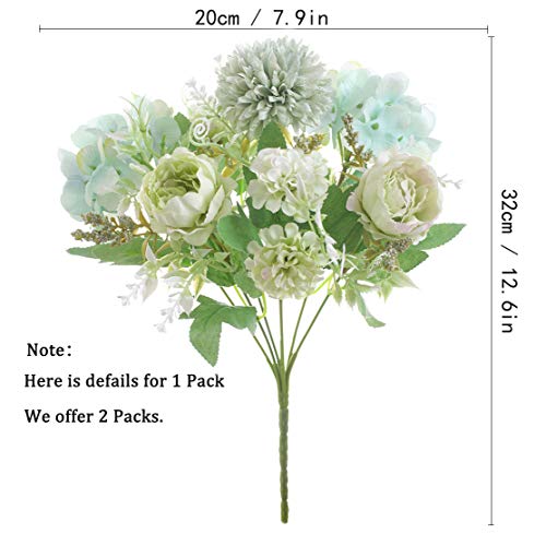 HZAMING - Ramo de Flores Artificiales pequeñas de Seda para decoración de Ramo de hortensias de Flores realistas para Bodas, centros de Mesa, 2 Paquetes