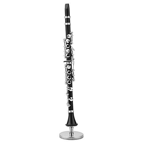 Hztyyier Clarinete Negro Miniatura de 16 cm Instrumento Musical Modelo de Clarinete Miniatura de latón con Caja para casa de muñecas Música Decoración de la habitación del hogar