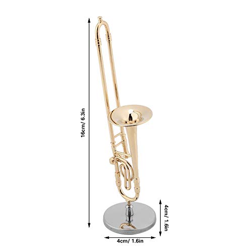 Hztyyier Instrumento Musical Modelo Miniatura Adornos Musicales Novedad Trombón con Cierre de Metal Tamaño 6.3 x 1.6 x 1.6 in.