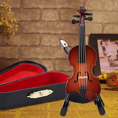 Hztyyier Modelo de violín para Sala de Estar Familiar colección de decoración con Soporte Instrumentos Musicales y Caja de Regalo de Madera Premium Negra