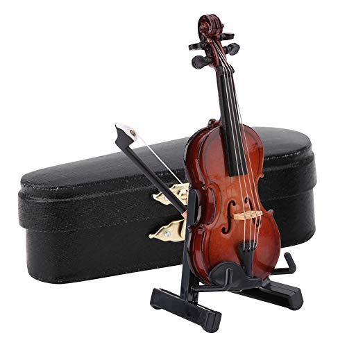 Hztyyier Modelo de violín para Sala de Estar Familiar colección de decoración con Soporte Instrumentos Musicales y Caja de Regalo de Madera Premium Negra